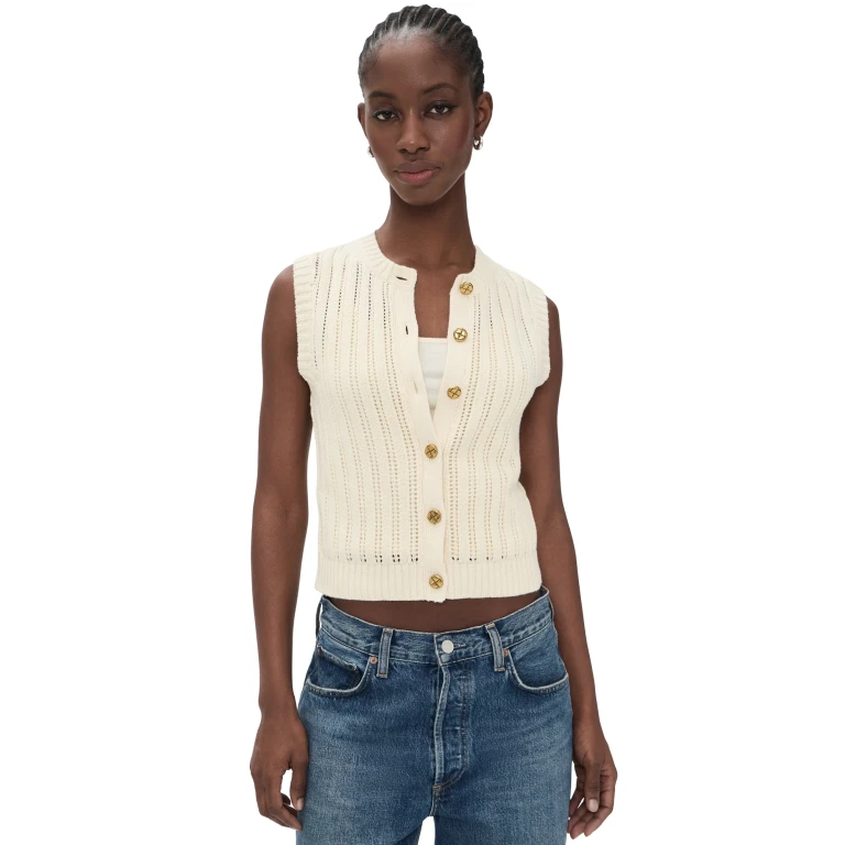 Splendid Luca Sweater Vest Antique Pearl L