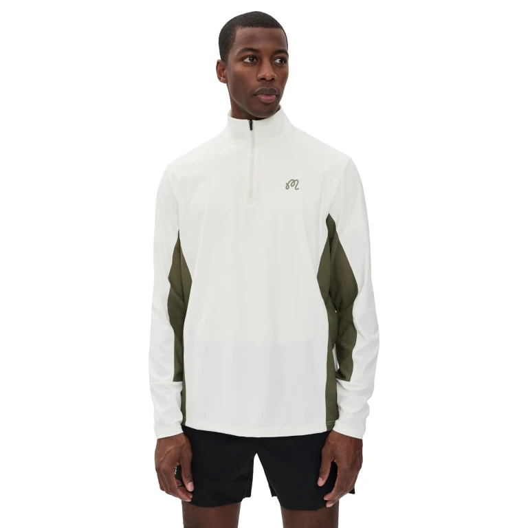 Malbon Santiago Mid Layer Quarter Zip Cream/Olivine L