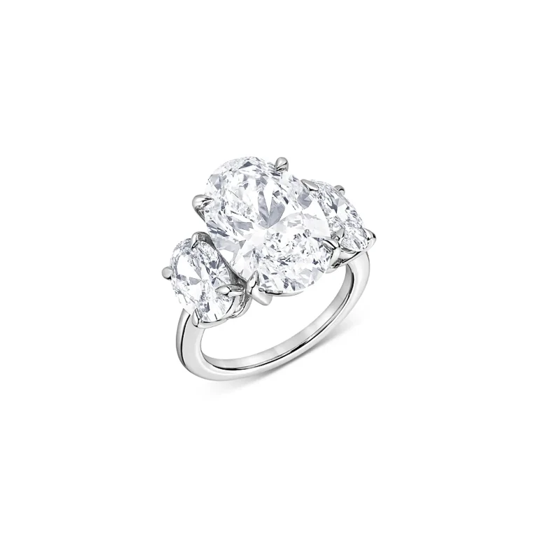 Certified Lab Grown Oval Diamond Engagement Ring in 18K White Gold, 10.45 tcw