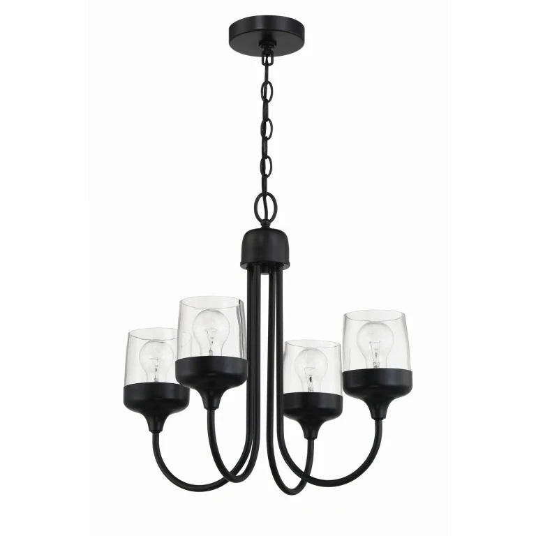 Flat Black Four Light Chandelier from the Wrenn Collection