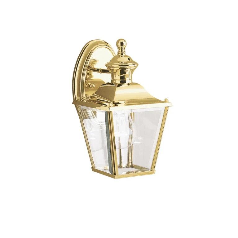 Bay Shore 10.25" Small Outdoor Wall Light in Polished Brass