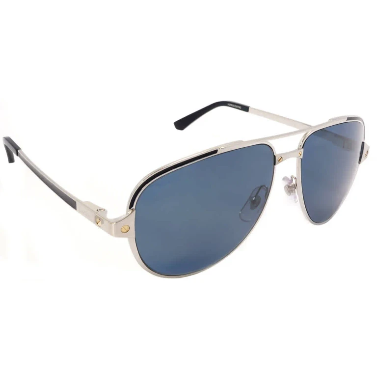 Cartier Blue Pilot Mens Sunglasses CT0192S 004 60