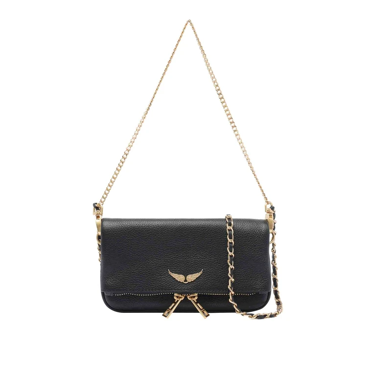 Zadig & Voltaire Black Rock Nano Grained Leather Shoulder Bag