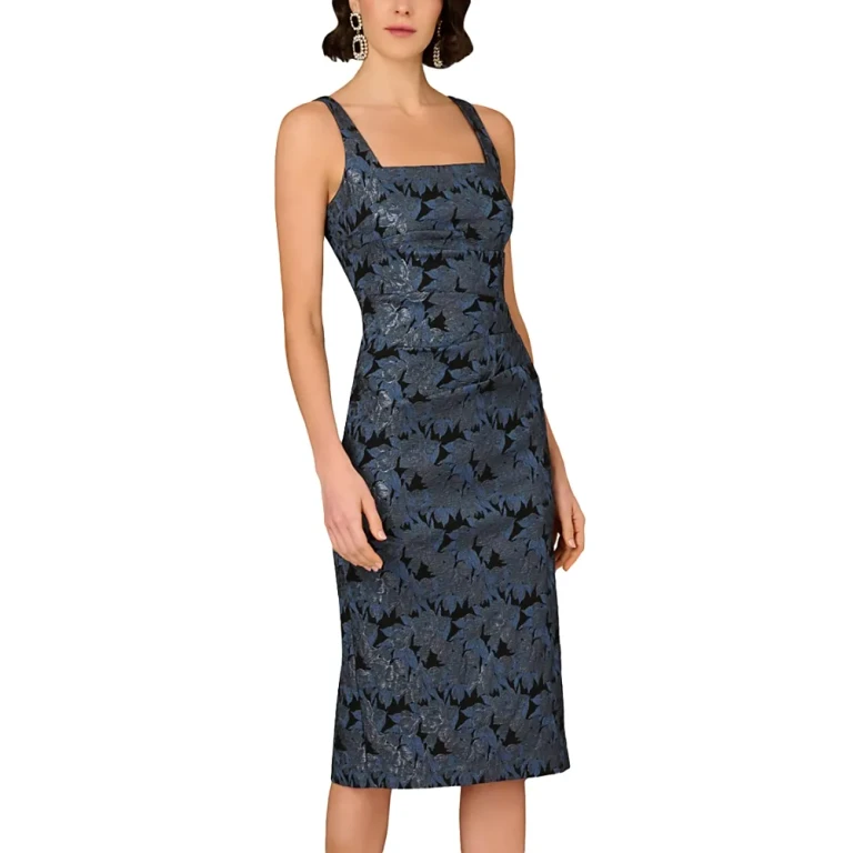 Aidan Mattox Stretch Jacquard Midi Dress