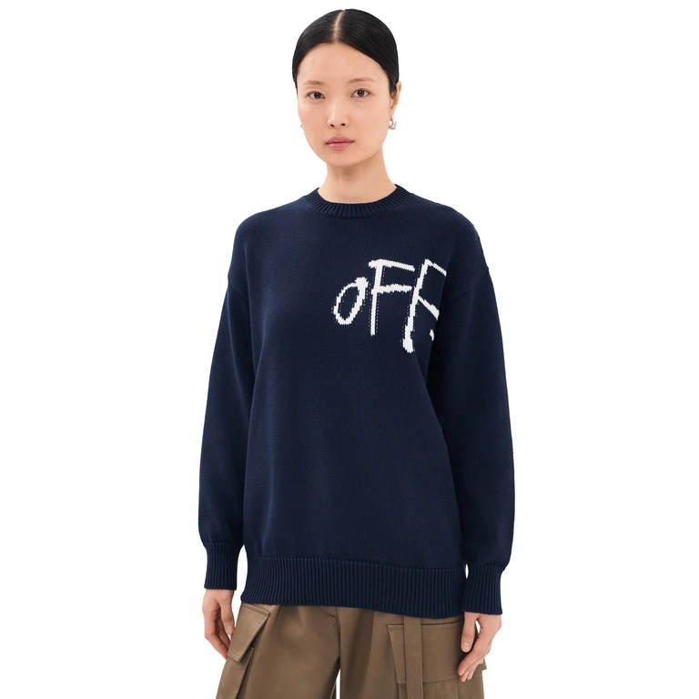 Off-White Bookish Shared Crew Neck Sweater Night Sky XS