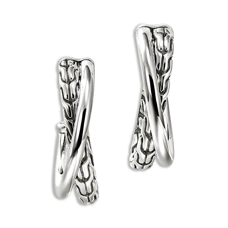 John Hardy Sterling Silver Jh Essentials Crossover Hoop Earrings