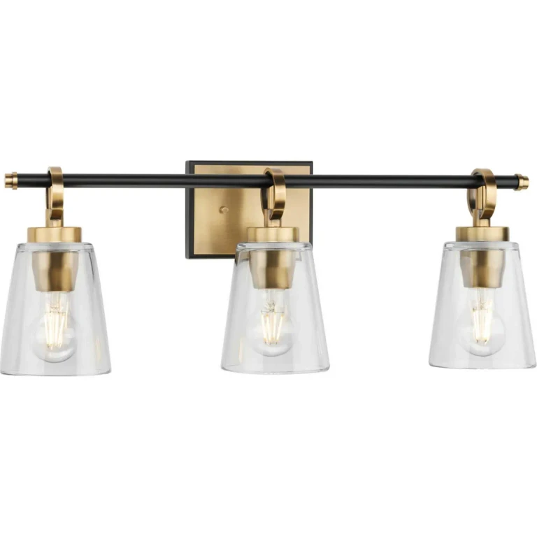 Vintage Brass Three Light Bath & Vanity from the Cassell Collection