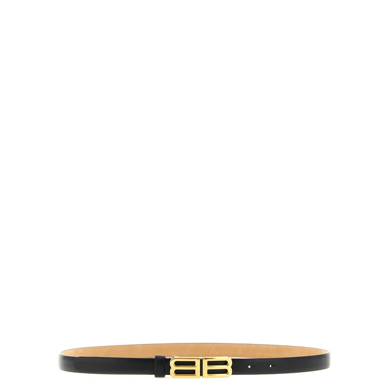 Balenciaga Black Leather Regular Belt - Women