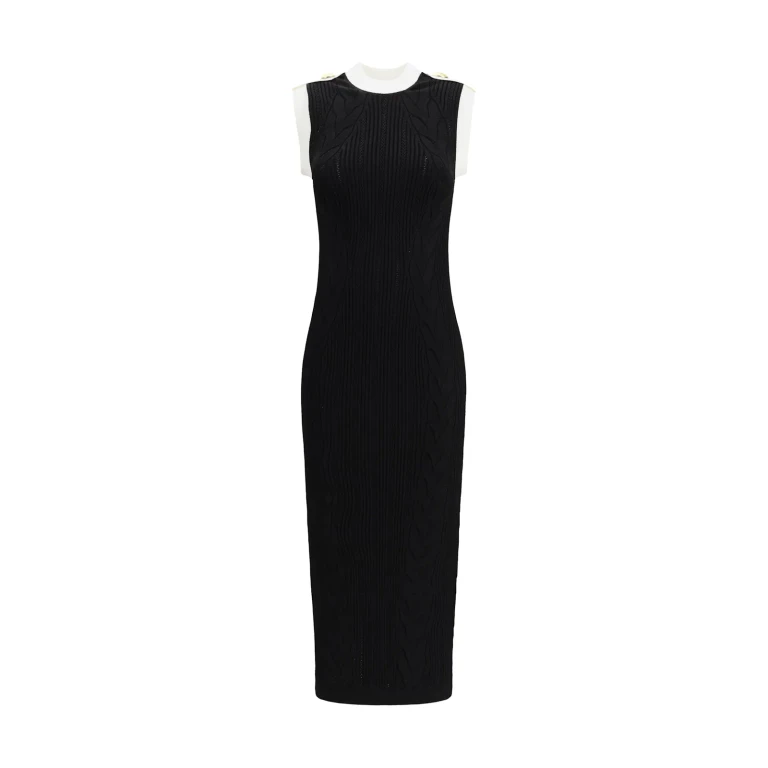 Balmain Sleeveless Torsade Knit Long Dress
