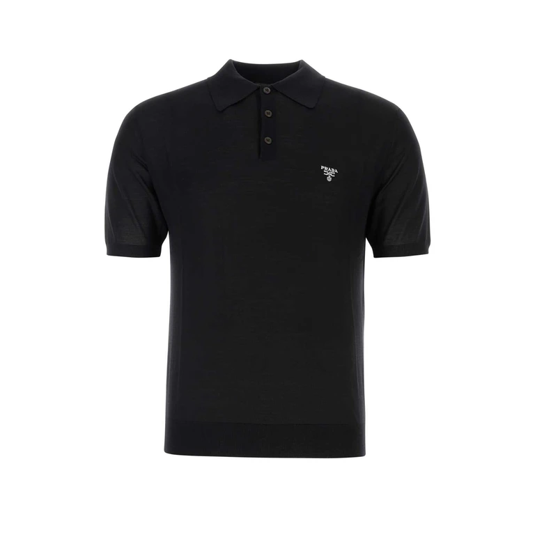 Prada Black Wool Polo Shirt Nero Wv-trochusniloticus - Men