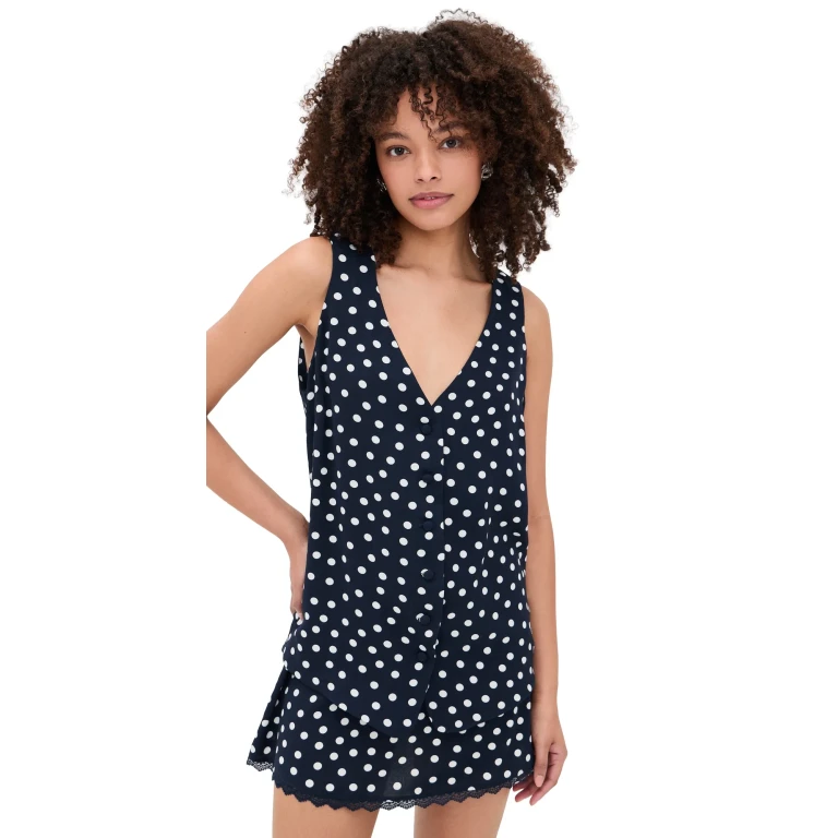 Show Me Your Mumu Bridgette Vest Navy Polka Dot S