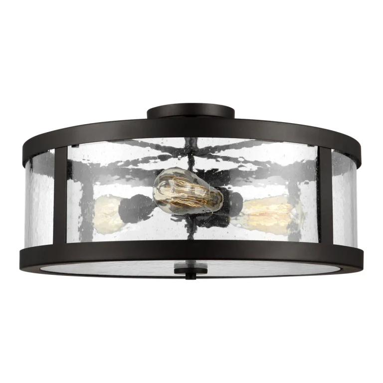 Oil Rubbed Bronze Three Light Semi-Flush Mount from the Harrow Collection