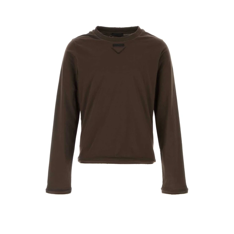 Brown Cotton T-Shirt Cacao Exterior - Men
