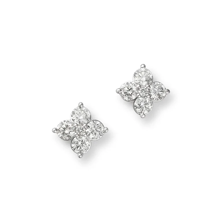 Bloomingdale's Fine Jewelry Diamond Flower Stud Earrings in 14K White Gold, 1.0 tcw