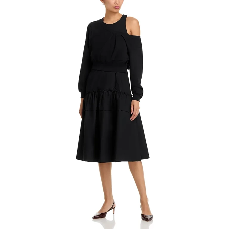 3.1 Phillip Lim Long Sleeve Double Layer Combo Dress