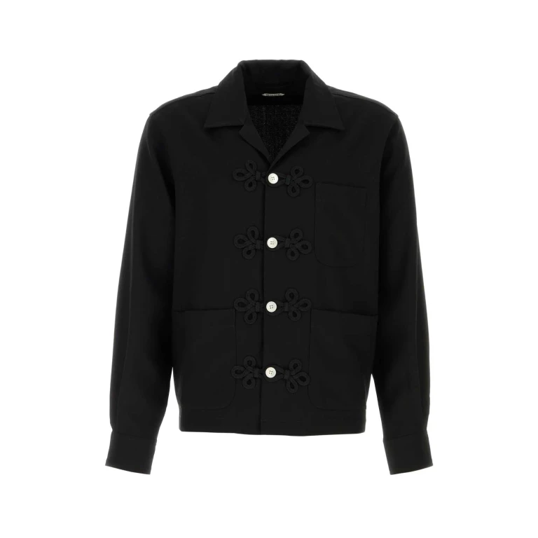 Bode Black Wool Astor Shirt