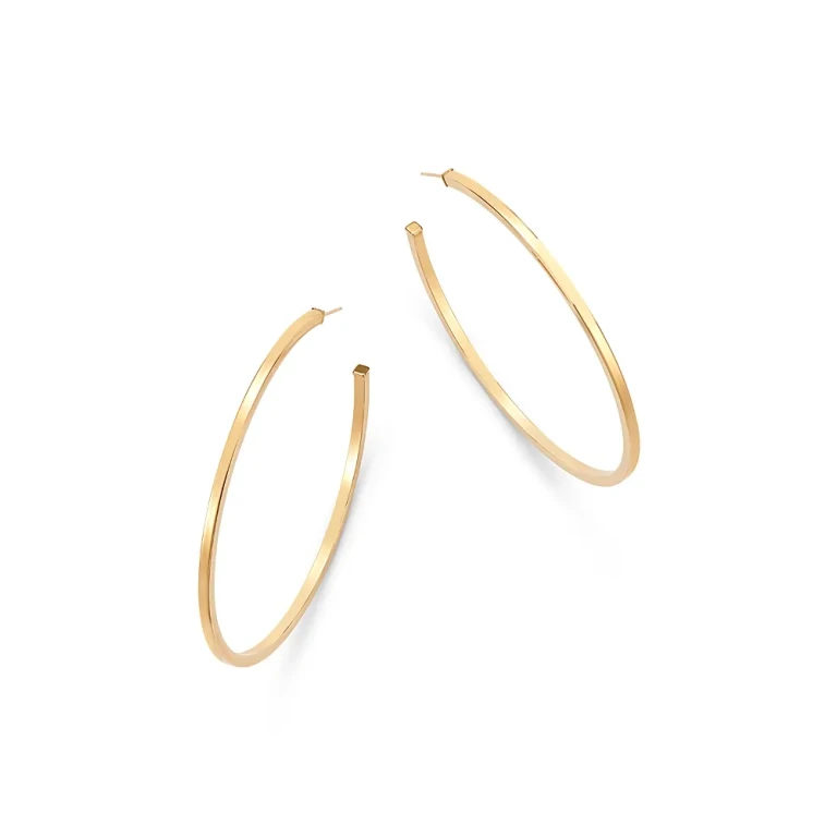 Square Tube Hoop Earrings in 14K Yellow Gold