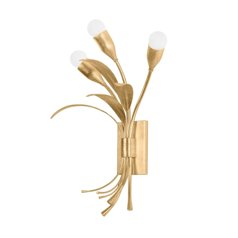 Vintage Gold Leaf Wall Sconce from the Bilston Collection