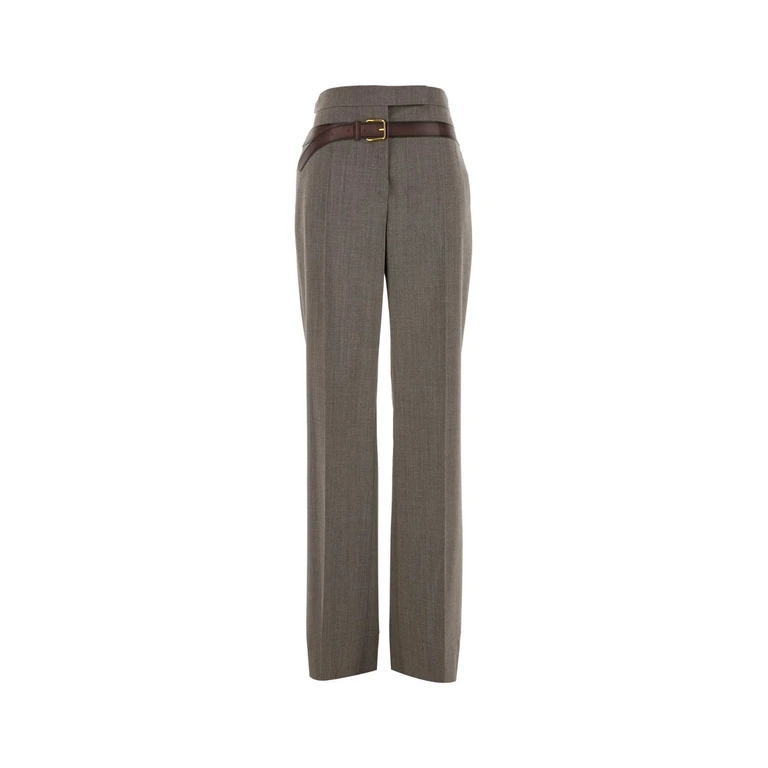 Prada Melange Cappuccino Tech Wool Pant Argilla Pantaloni - Women