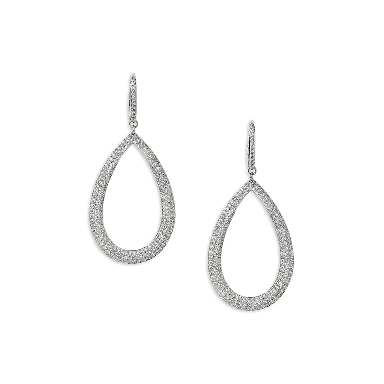 Nadri Crushed Pave Tear Shape Drop Earrings