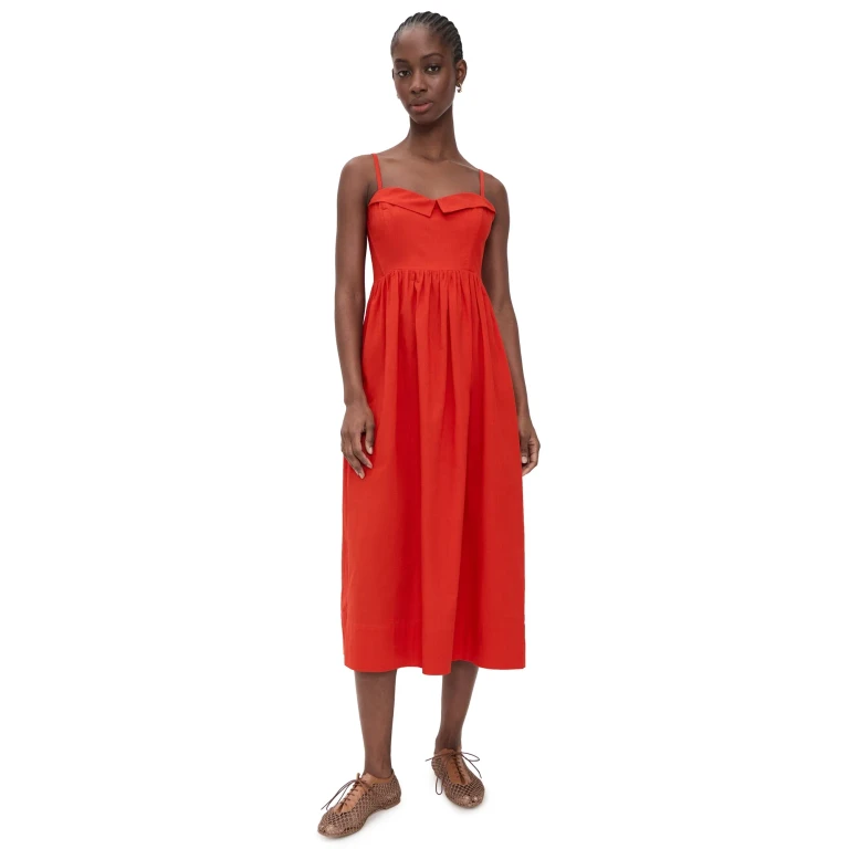 THE GREAT. The Verse Dress Hot Red 3