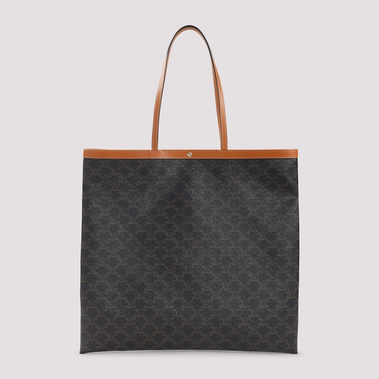 Celine Large Flat Shopper Bag Nude & Neutrals Triomphe Textile Leather - Women