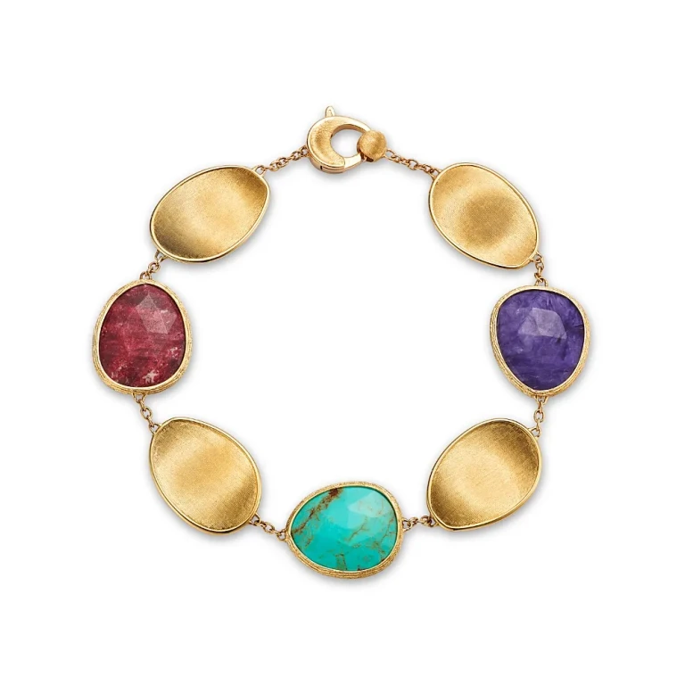 Marco Bicego 18K Yellow Gold Lunaria Color Triple Stone Link Bracelet