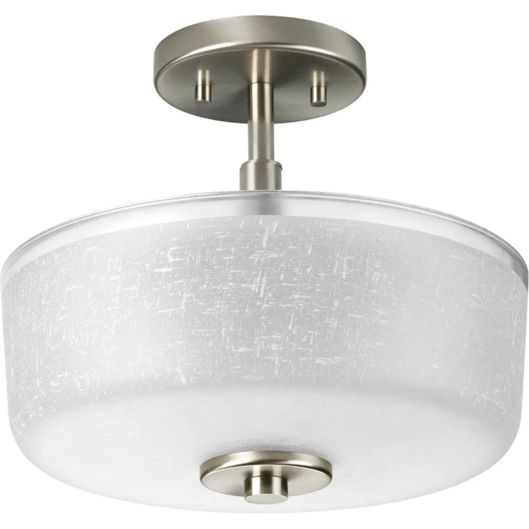 Brushed Nickel Two Light Close-to-Ceiling from the Alexa Collection
