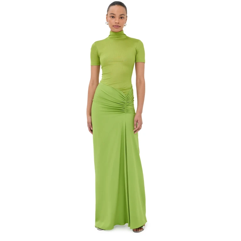 Christopher Esber Fusion Ruched Tee Gown Fresh Lime 6