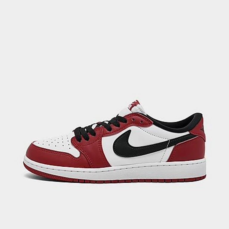 Jordan Big Kids Air Retro 1 Low OG Casual Shoes in Varsity Red/Black/Summit White Size: 3.5