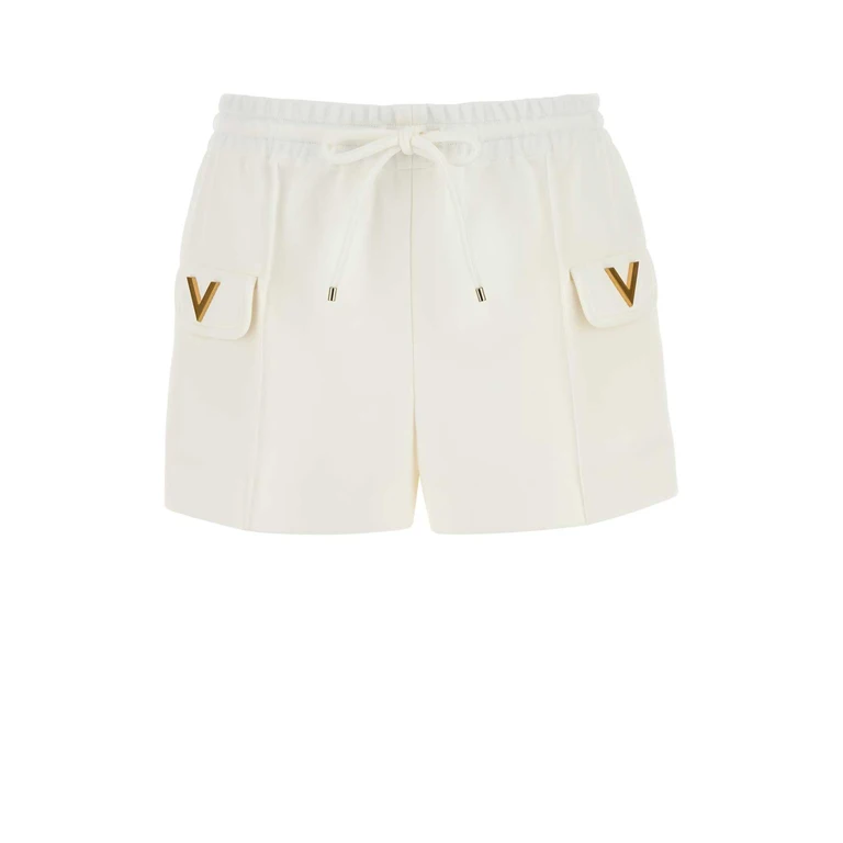 Valentino Garavani White Stretch Piquet Shorts Avorio Exterior: Polyester Elastane - Women