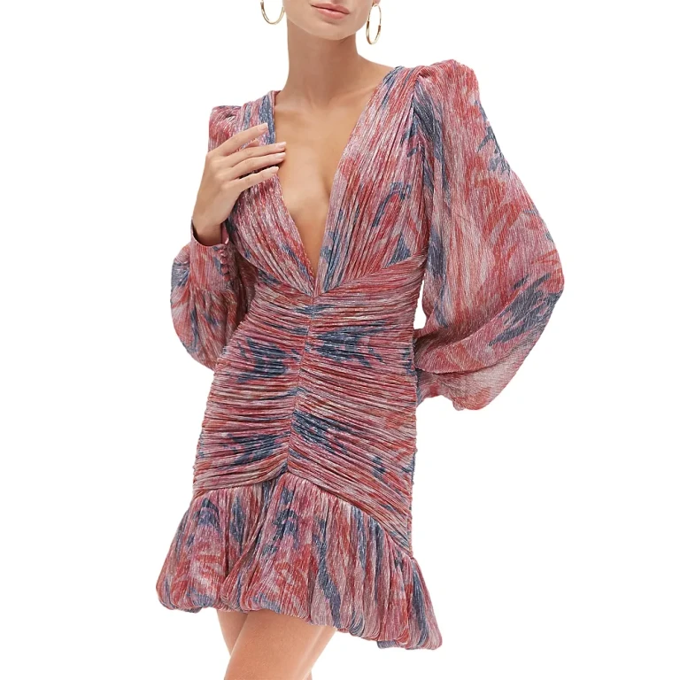 PatBO Metallic Ruched Mini Dress