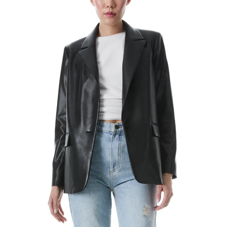 Alice and Olivia Denny Faux Leather Blazer