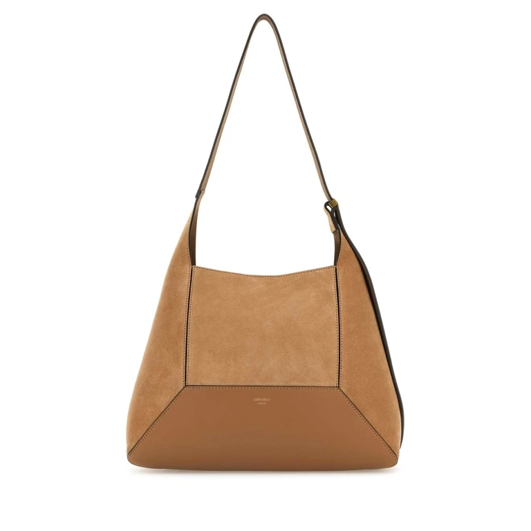Jimmy Choo Camel Suede Medium Diamond Shoulder Bag