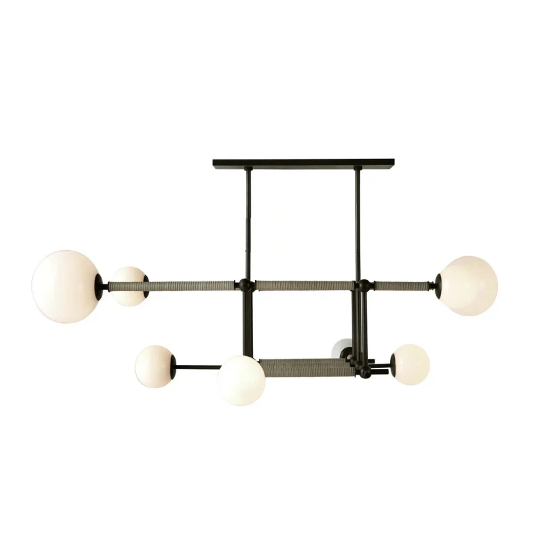 English Bronze Opal Taupe Linear Chandelier from the Erica Collection
