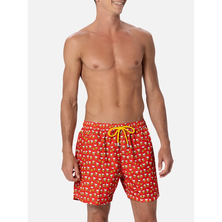 MC2 Saint Barth Lighting Micro Fantasy Red Beer Print Swim Shorts