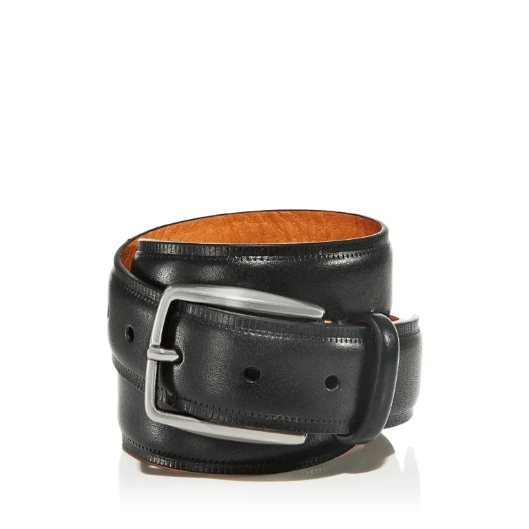 Men's Brushed Nickel Buckle Italian Leather Belt - Exclusive