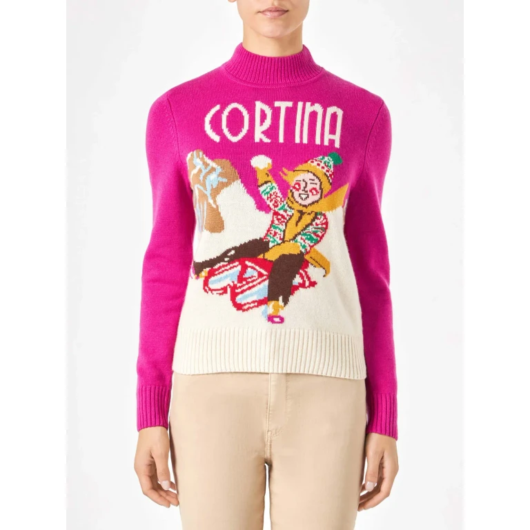 MC2 Saint Barth Fuchsia Peak Sweater With Cortina Print