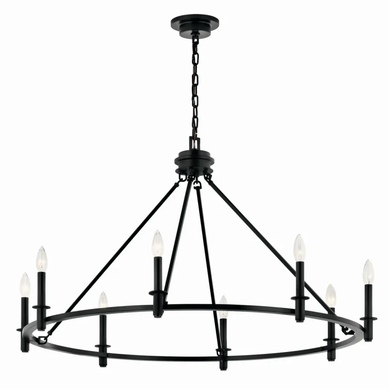 Black Eight Light Chandelier from the Carrick Collection