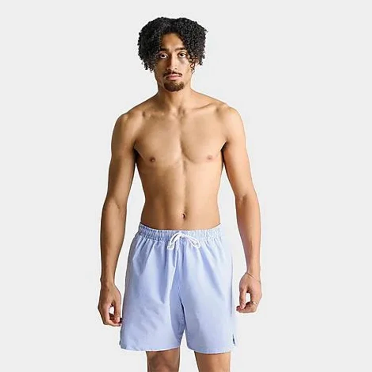 Nike Men's Swim Breaker Seersucker Ripple Brief-Lined 7" Volley Shorts in Blue Crystal Size: Small