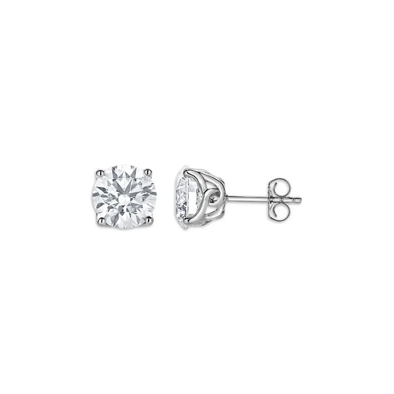 Certified Lab Grown Diamond Tulip Setting Stud Earrings in 18K White Gold, 2.0 tcw