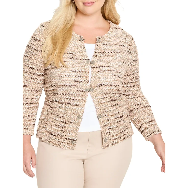 Nic+Zoe Plus Tonal Mix Knit Jacket