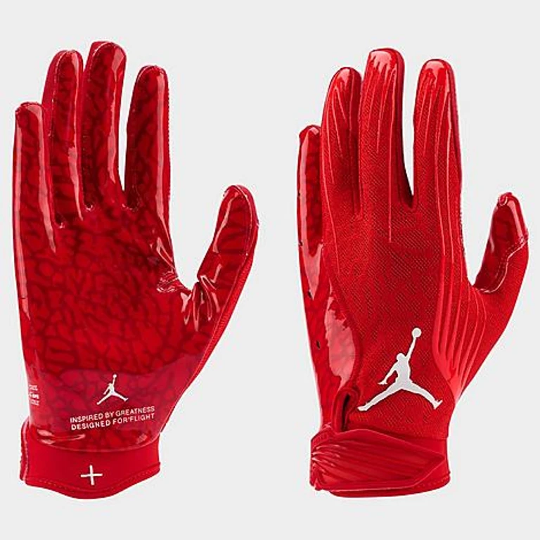Jordan Fly Lock Football Gloves in University Red/University Red/White Size: Large