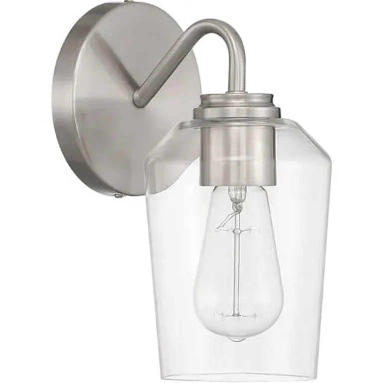 Brushed Polished Nickel One Light Wall Sconce from the Shayna Collection