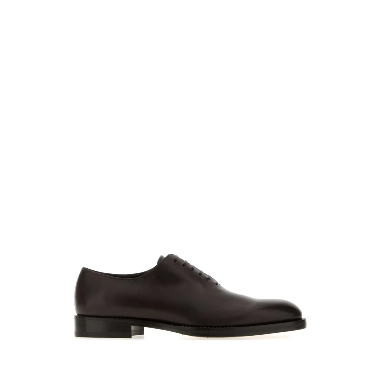 Ferragamo Dark Brown Leather Amber Lace-up Shoes