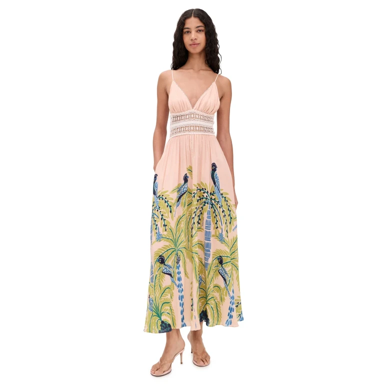 Poupette St Barth Havana Long Dress Green Palmrott M