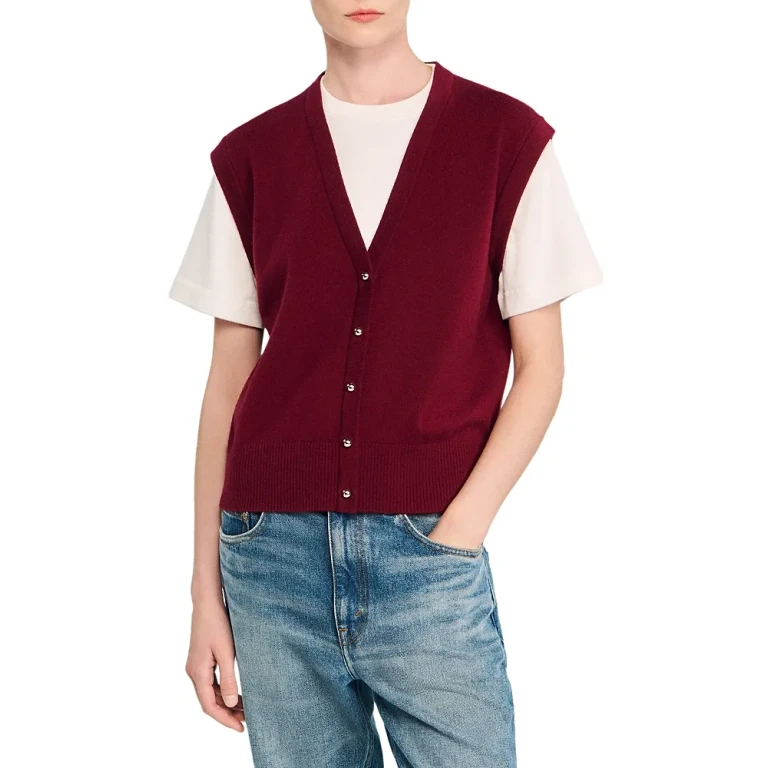Sandro Two Tone Wool & Cashmere Sweater