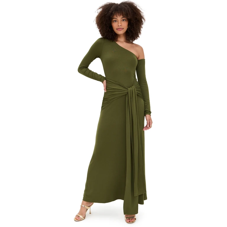 Seven Wonders Bianca One Shoulder Maxi Dress Army Green S