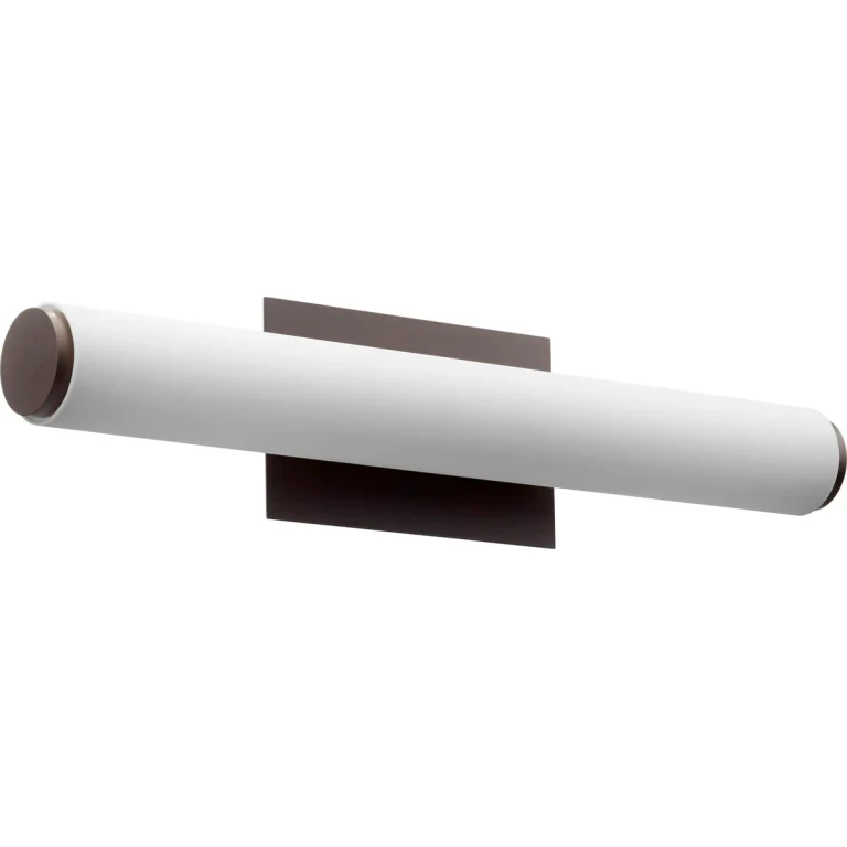 Quorum Transitional 2-Light 5" Bathroom Vanity Light in Oiled Bronze with Matte White Acrylic
