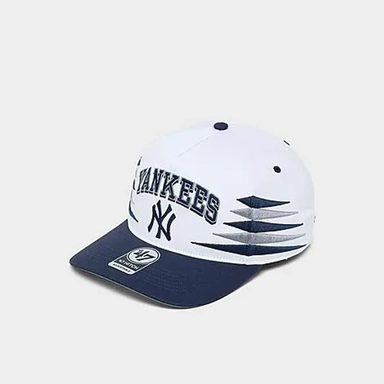 47 Brand '47 New York Yankees MLB Diamond Cut HITCH Snapback Hat in White/Navy